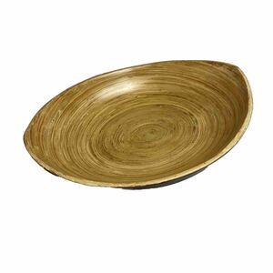 VTG Bamboo Dough Bowl Decor Serving Oval Carved Wood Grain Boho Cottage Gorpcore